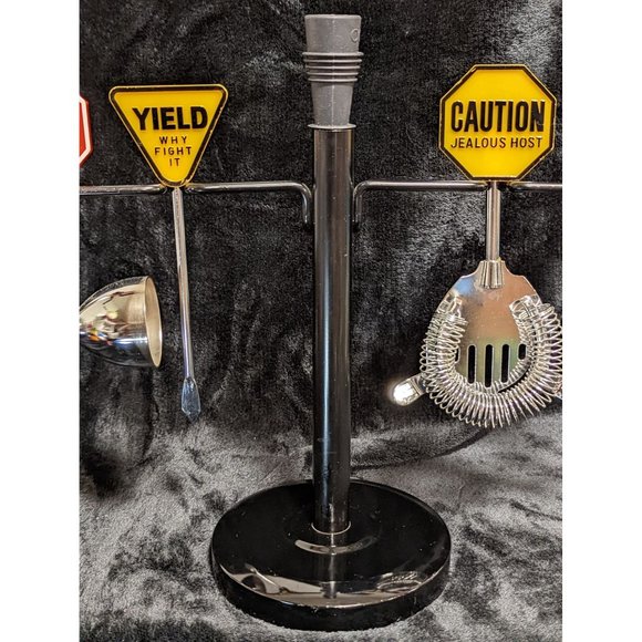 Vintage Cocktail Martini Accessories Set Traffic Signs Barware circa 1960s-70s - Picture 3 of 9